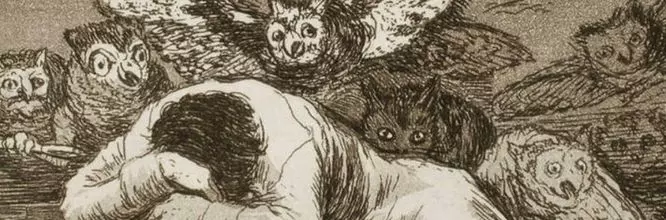 litografía de Goya "El sueño de la razón produce monstruos"